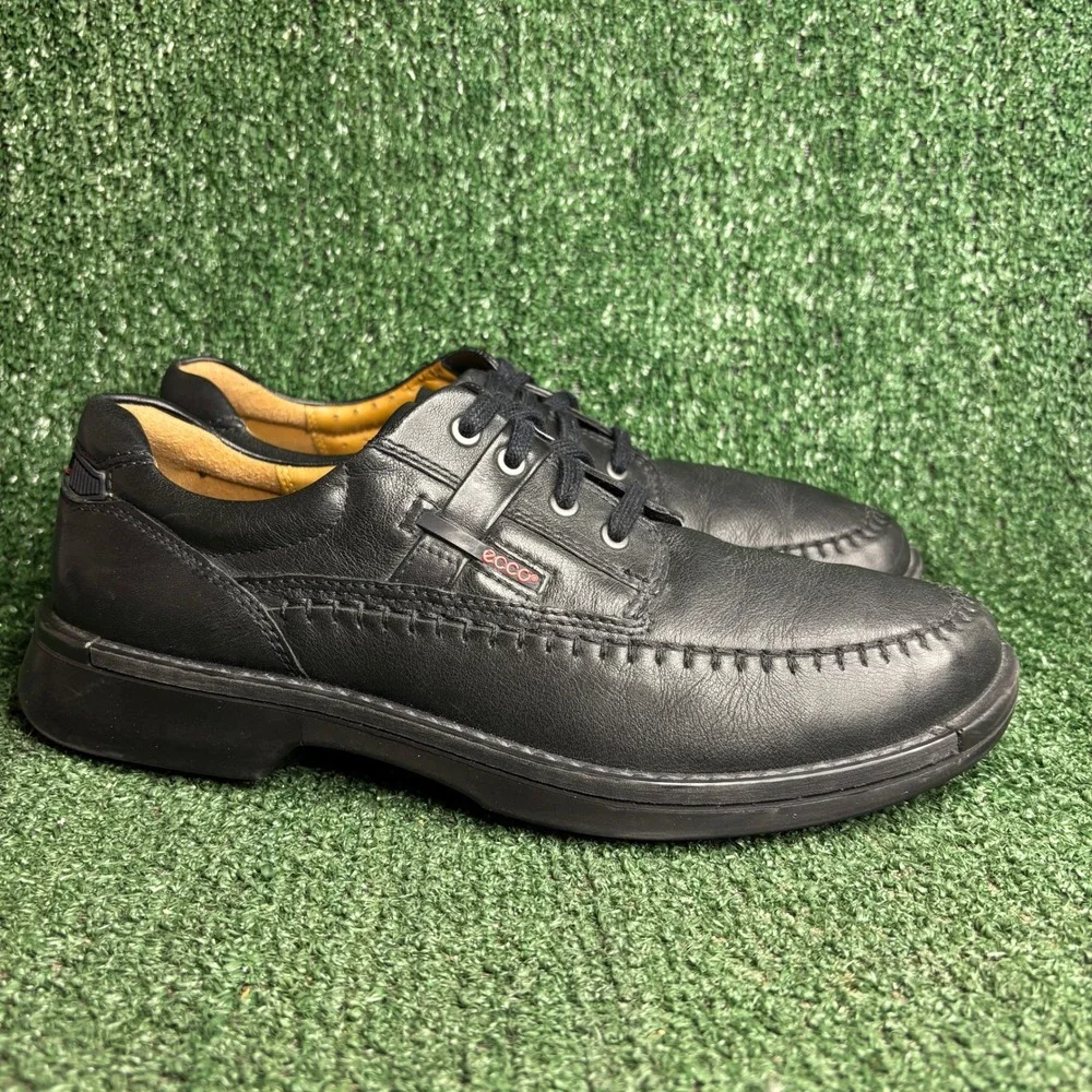 ECCO Fushion Moc Toe Leather Lace Up Shock Point Comfort Oxford Black Mens 11.5